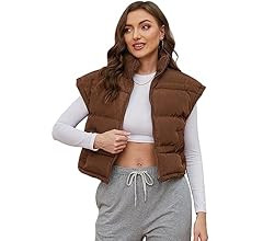Gihuo Women's Winter Cropped Puffer Vest Zip Up Stand Up Collar Quilted Vest Padded Gilet with Po... | Amazon (US)