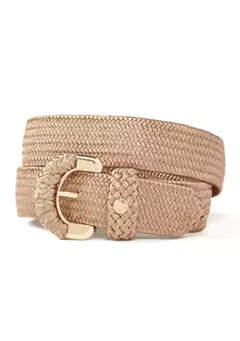 Vince Camuto Shiny Stretch Partial Wrapped Buckle Belt | Belk