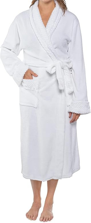 PAVILIA Soft Plush Women Fleece Robe, Cozy Warm Bathrobe, Fuzzy Female Long Spa Robe | Amazon (US)