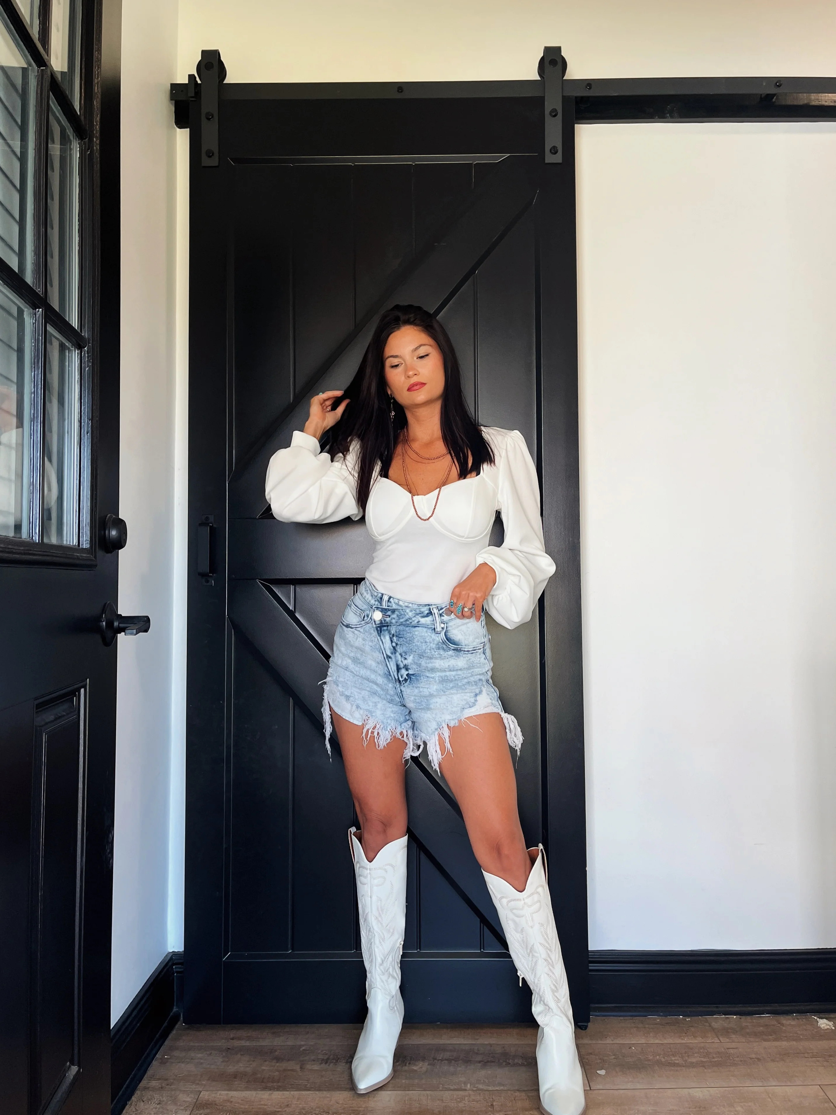 Lindsey Asymmetrical Distressed Shorts - Acid Light wash | Willow Boutique