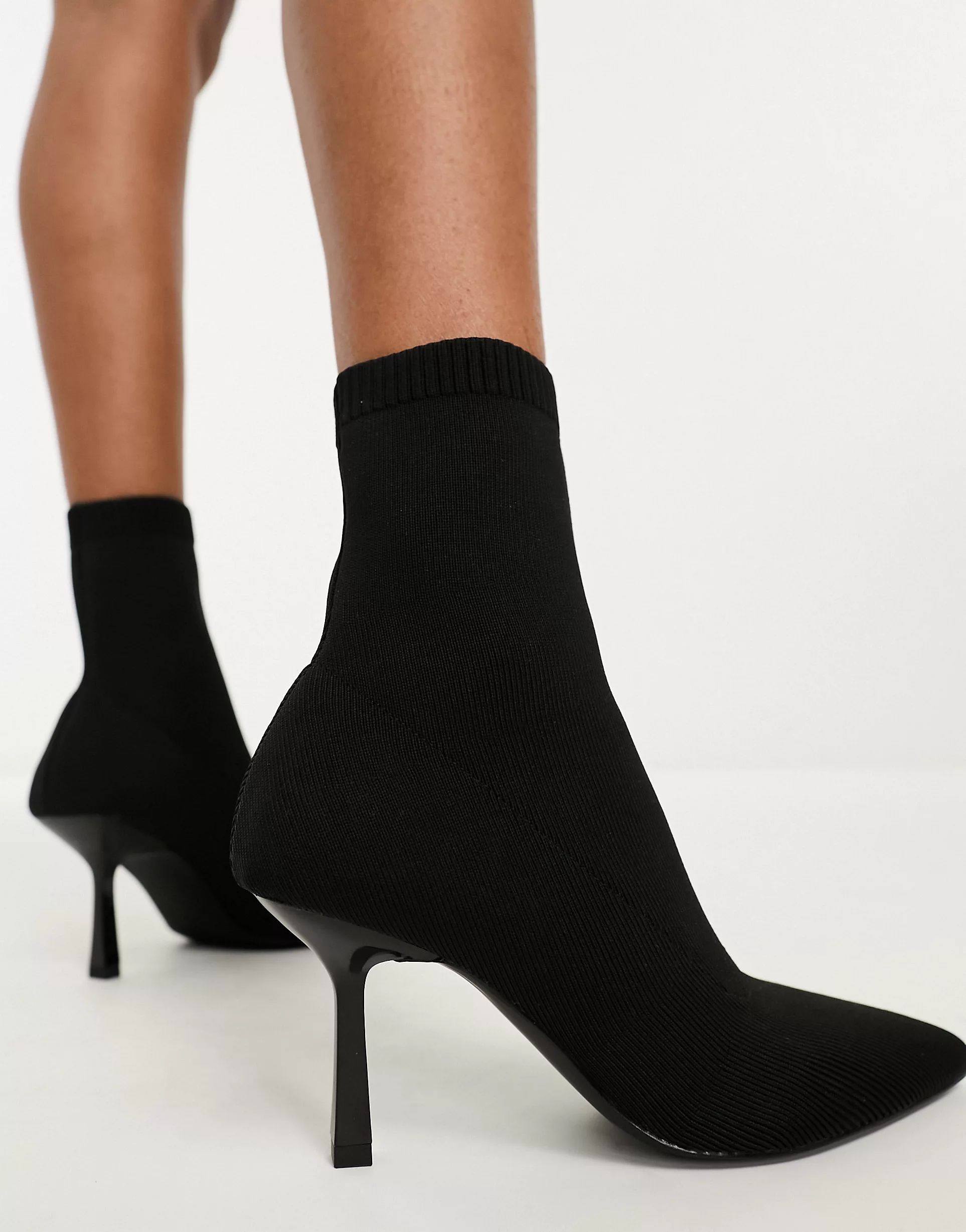 ASOS DESIGN Rosetta kitten heel sock boots in black | ASOS (Global)