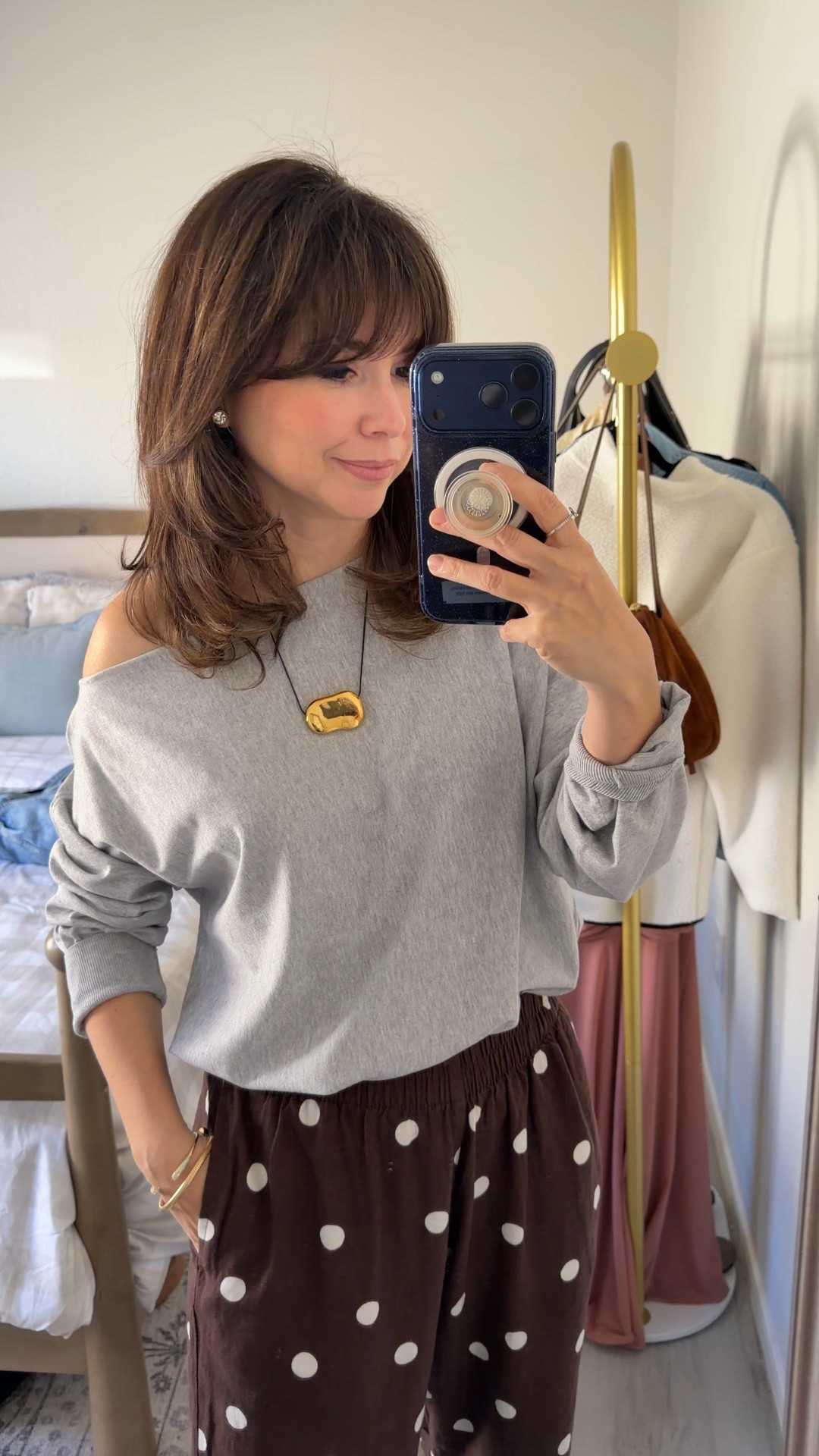 An easy way to make a casual outfit feel pulled together. The relaxed top balances the polka dot printed pants, and the length works well for petites. Comfortable, flattering, and easy to wear for everyday plans.
@Aritzia 

#LTKootd #LTKPetite