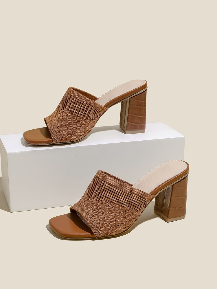 Minimalist Chunky Heeled Mule Sandals | SHEIN