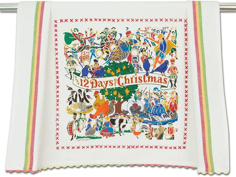 Catstudio 12 Days of Christmas Dish Towel, Winter Holiday Kitchen and Hand Towel with Original Ar... | Amazon (US)