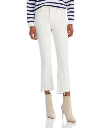 MOTHER The Insider High Rise Crop Step Fray Bootcut Jeans in Cream Puff  | Bloomingdale's Women | Bloomingdale's (US)