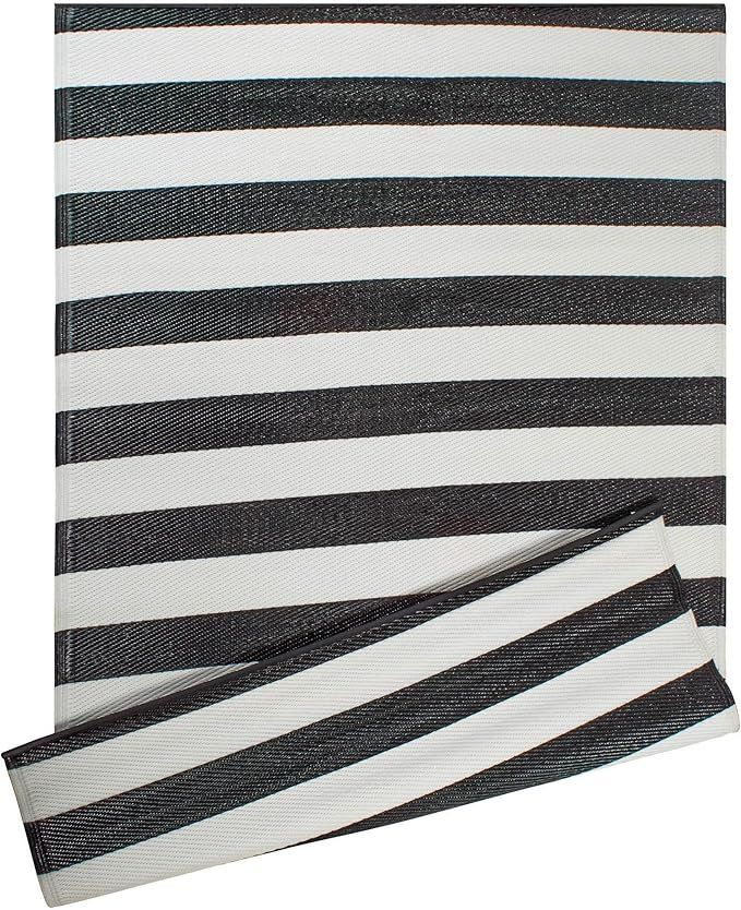 Amazon.com: DII Outdoor Rug Collection Reversible Woven Stripe, 4x6-Feet, Black & White : Everyth... | Amazon (US)