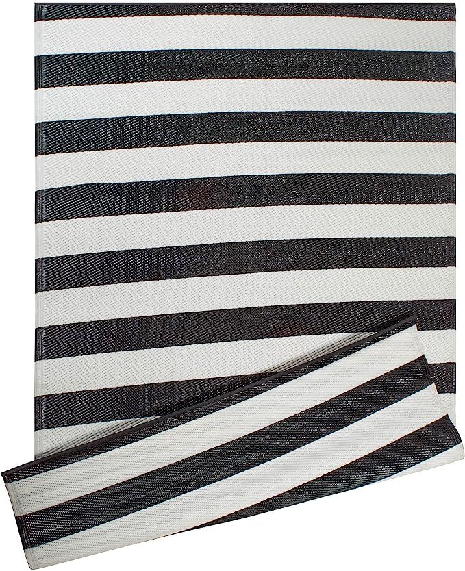 DII Outdoor Rug Collection Reversible Woven Stripe, 4x6-Feet, Black & White | Amazon (US)