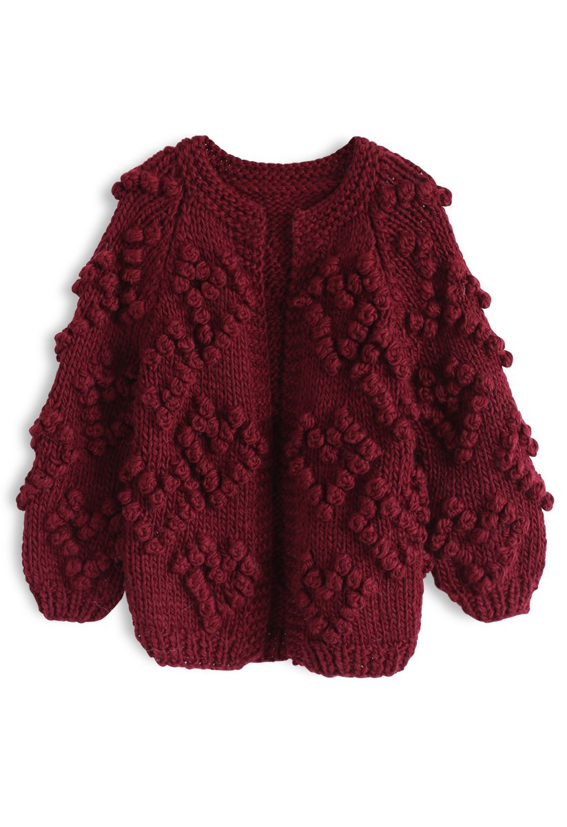 Knit Your Love Cardigan in Wine For Kids | Chicwish