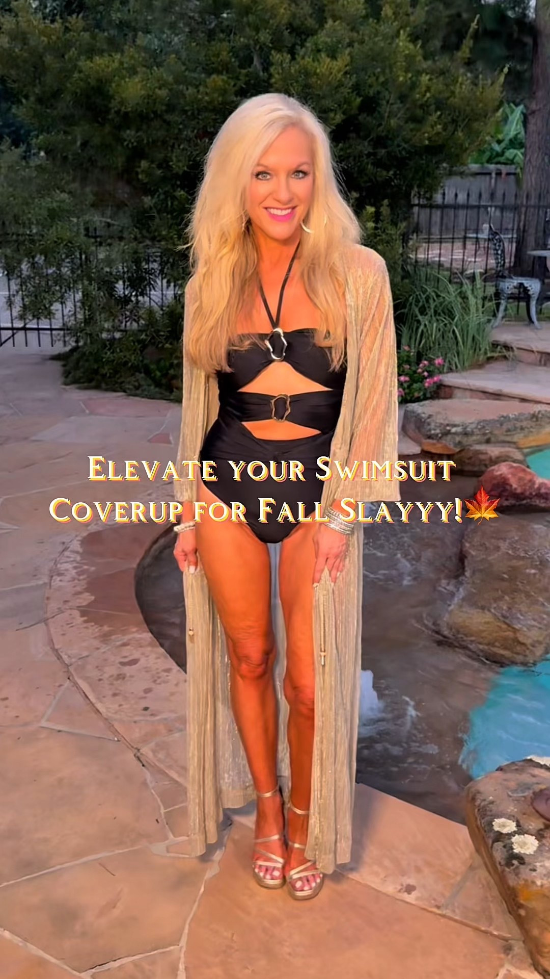 Turn your swimsuit coverup into a fall SLAY! 🖤🔥 From beach vibes to night-out chic  (shoe code: AMY15 & heart necklace code: AgePlusElegance). 🍁🙌 Shop this entire look here! I am 5’4”, 113 lbs and wearing a size small. 

#LTKSwim #LTKShoeCrush #LTKStyleTip