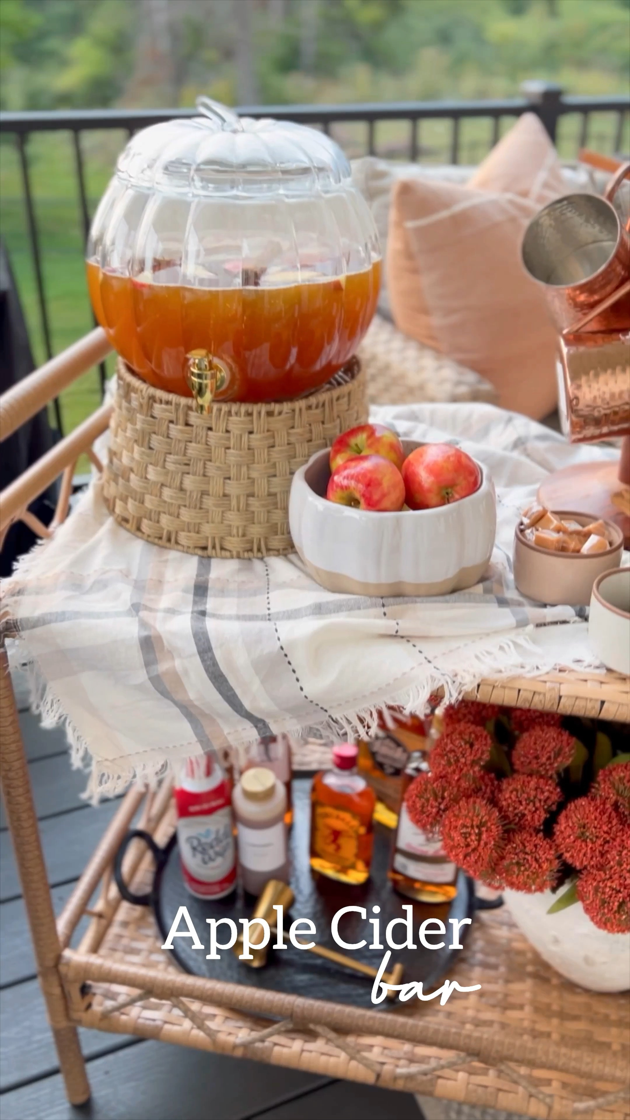 Apple cider bar - fall patio - patio decor - patio furniture 

#LTKhome #LTKSeasonal #LTKstyletip