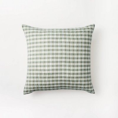 Plaid Square Pillow Green/Cream - Threshold&#8482; designed with Studio McGee | Target