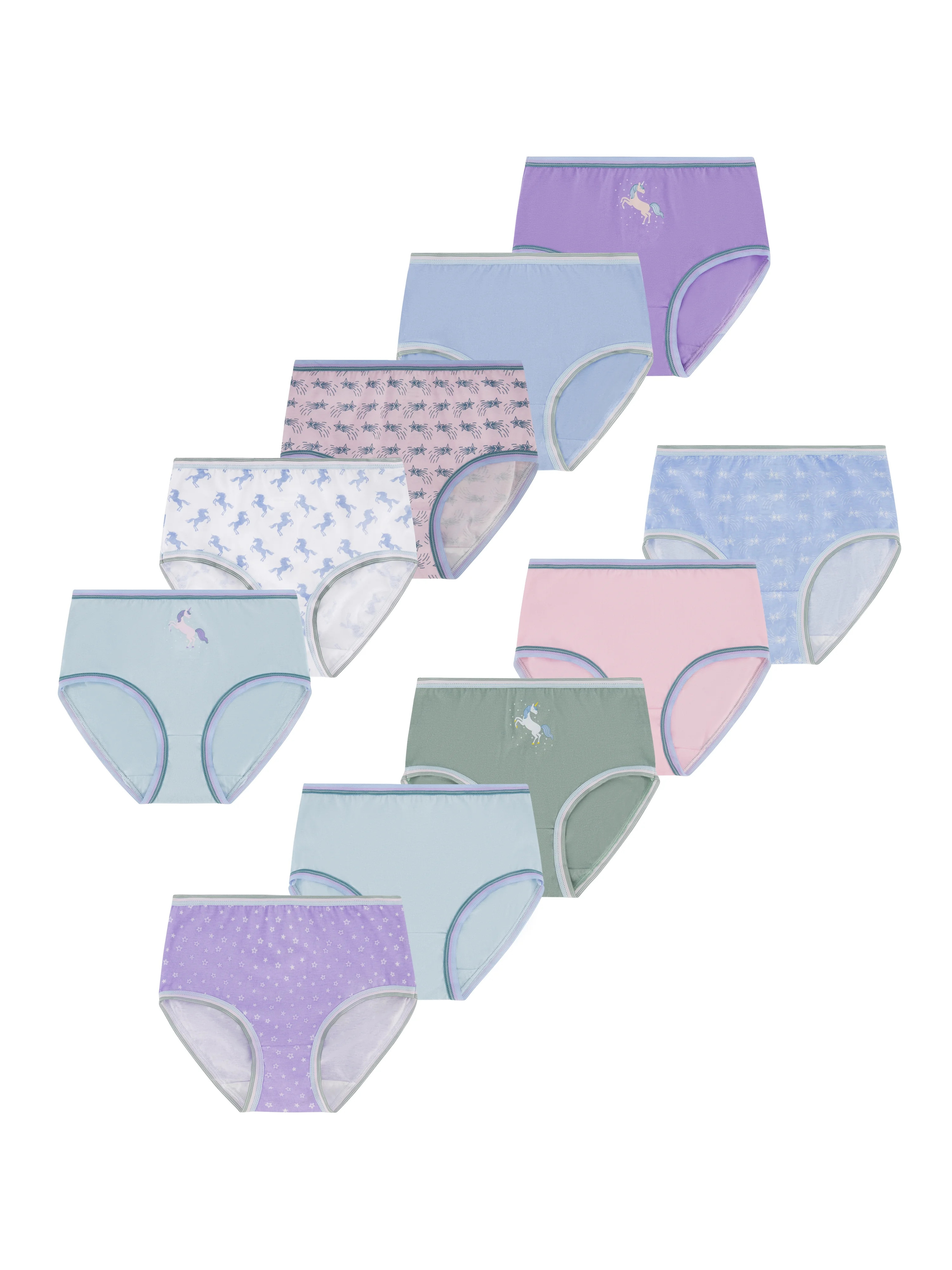 Wonder Nation Girls Cotton Brief Underwear, 10-Pack, Sizes 4-18 & Plus - Walmart.com | Walmart (US)