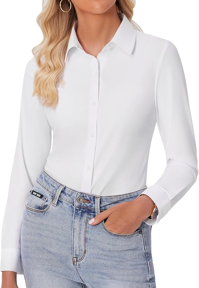 siliteelon Button Down Shirts, Slim fit, Dress Shirts Office Blouses | Amazon (US)