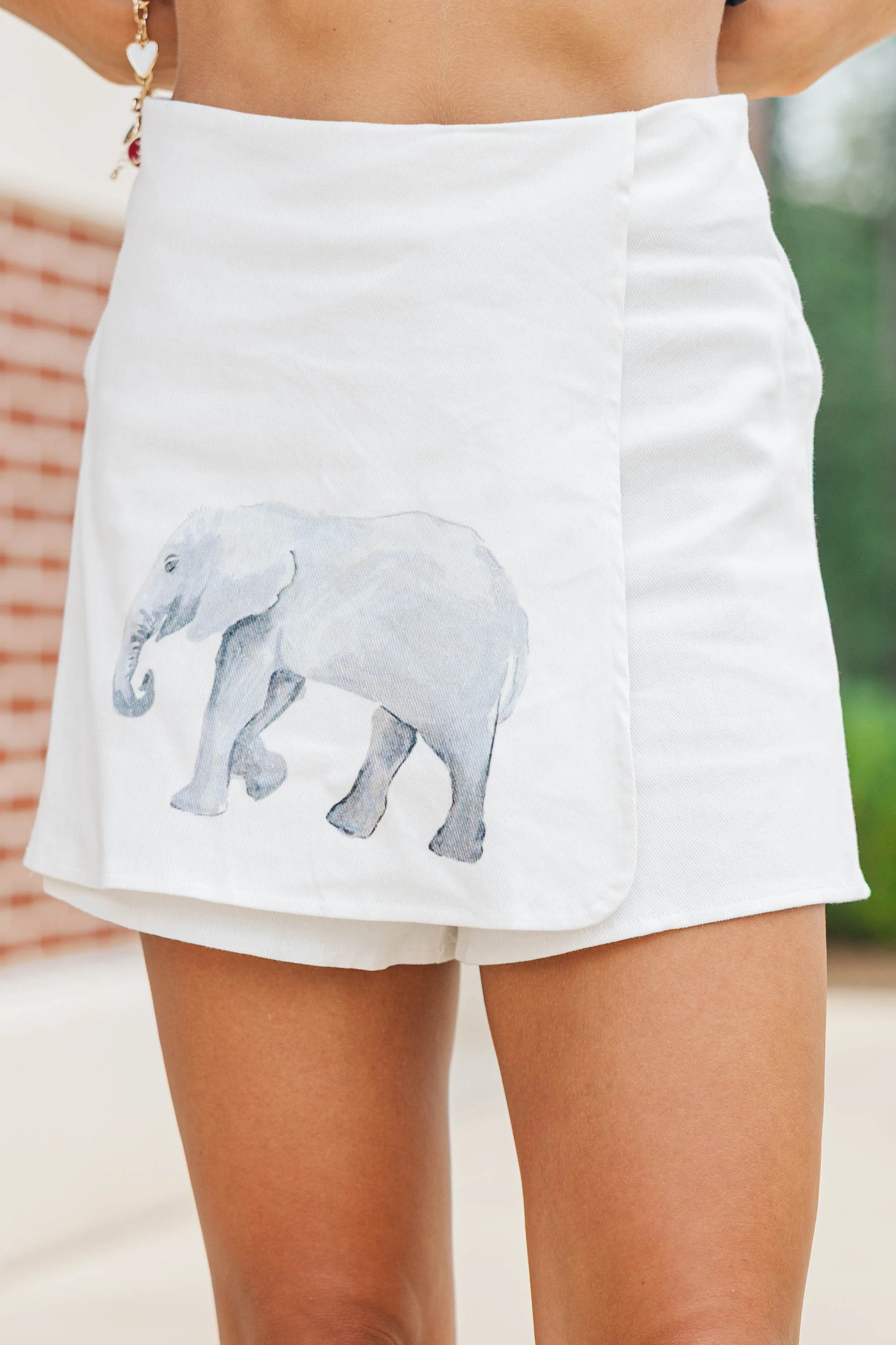The Right Move White Elephant Wrap Skort | The Mint Julep Boutique