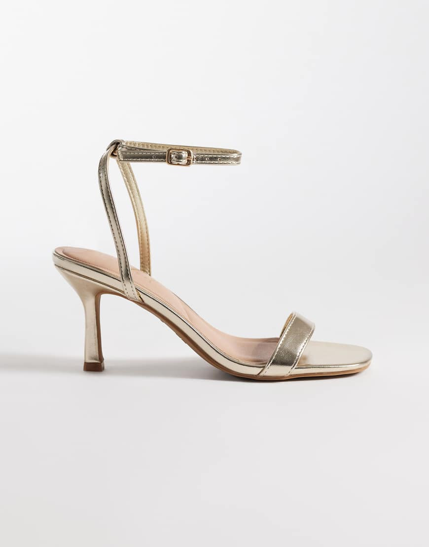 New Look stiletto heeled sandal in gold | ASOS (Global)