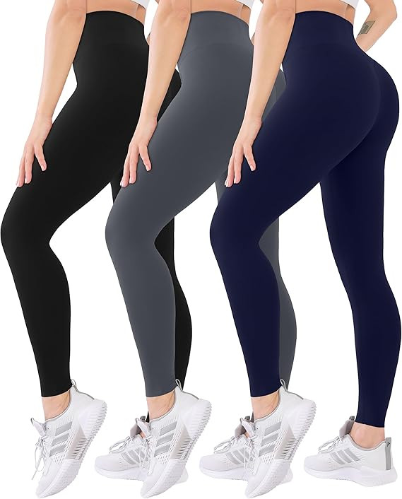 Blisset 3 Pack High Waisted Leggings for Women-Soft Athletic Tummy Control Pants for Running Yoga... | Amazon (US)