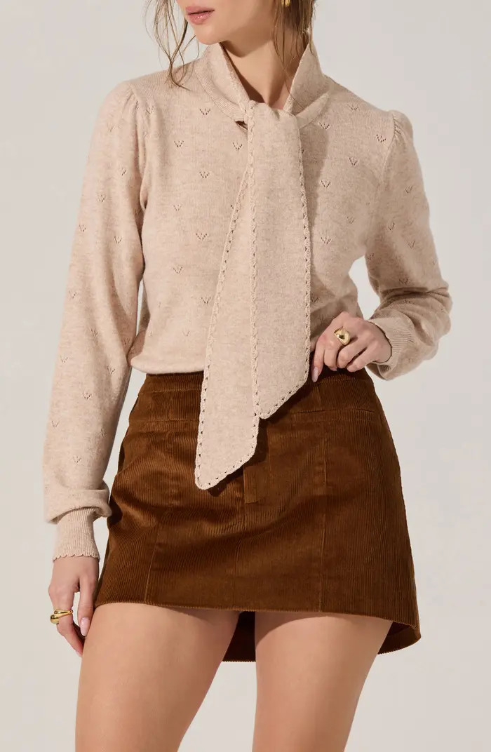 Ovalia Scarf Neck Pointelle Detail Sweater | Nordstrom