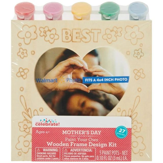 Way to Celebrate PYO Mother's Day Frame, Gift, DIY, MDF, Paint Pods, Natural,  MDF, 4 x 4 Photo,1... | Walmart (US)