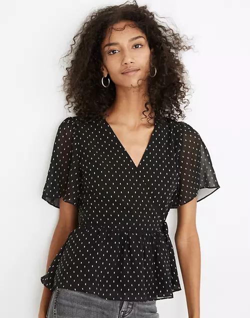 Flutter-Sleeve Peplum Top in Clipdot | Madewell