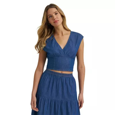Wrangler  Women's Retro Smocked Crop Denim Top | Tractor Supply