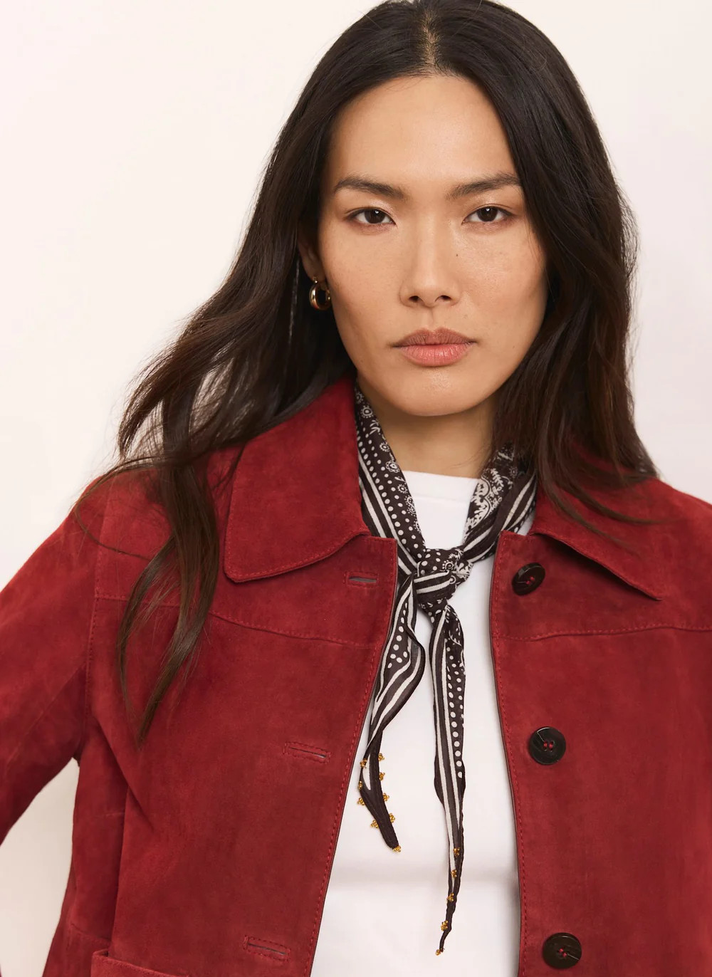 Brown Paisley Print Beaded Neck Scarf | Mint Velvet