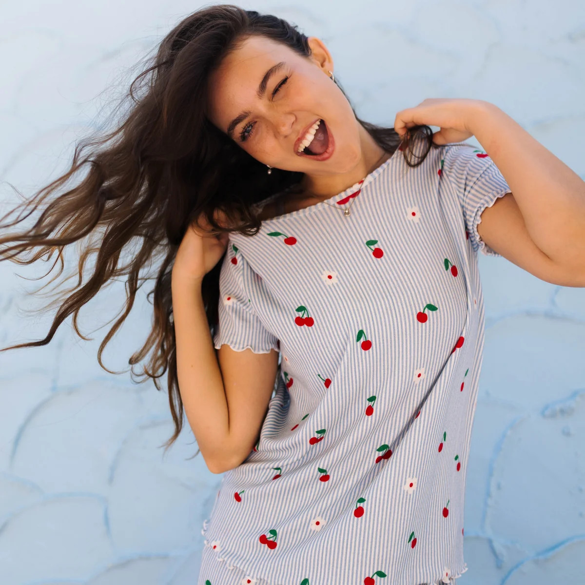 Adult Pointelle PJ Set In Cherry | Staykation