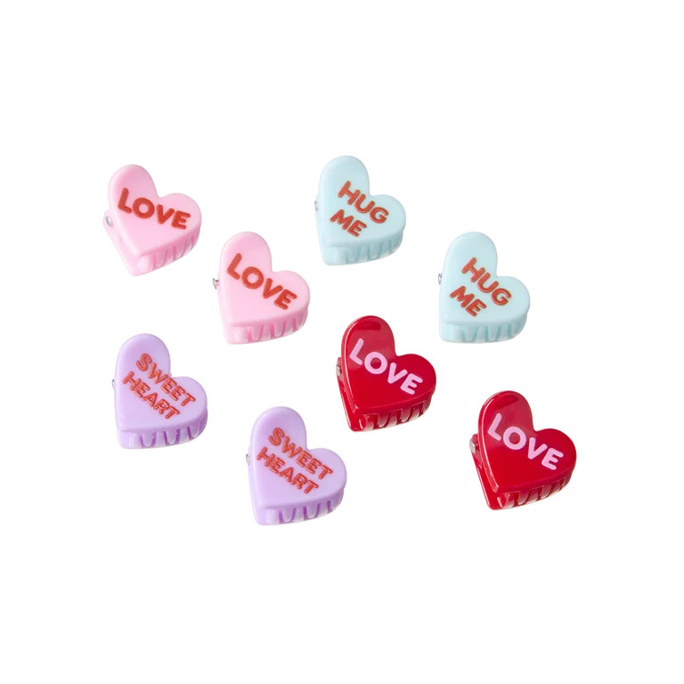 Scunci by Conair Mini Candy Heart Hair Clips in Pastel Colors, 8 Count Pack | Walmart (US)