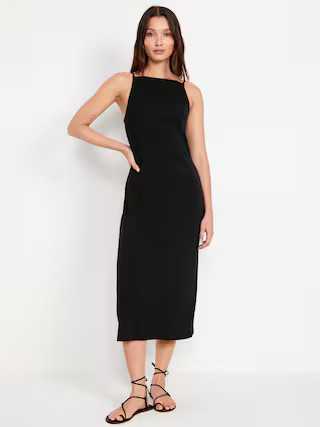 Sleeveless Rib-Knit Midi Dress | Old Navy (US)