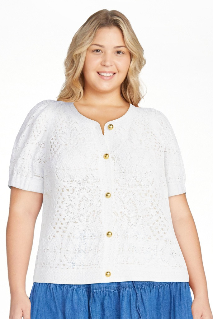 Free Assembly Women's and Women's Plus Pineapple Cardigan Sweater with Short Puff Sleeves, Lightw... | Walmart (US)