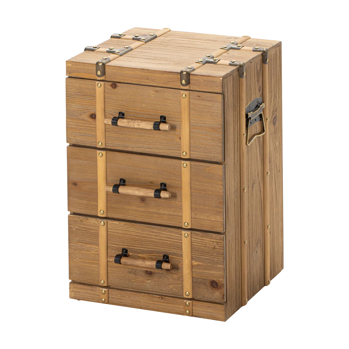 Febo Fully Assembled Vintage Mid Century Nightstand w/ 3-Drawer, Distressed Solid Wood End Table | Wayfair North America