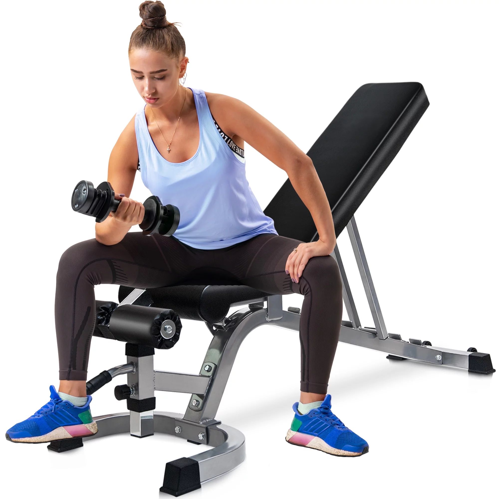 Foldable Utility Weight Bench Adjustable Sit Up AB Incline Workout Bench Weight Lifting Flat Home... | Walmart (US)