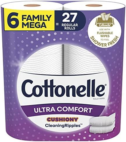 Cottonelle Ultra Comfort Toilet Paper with Cushiony CleaningRipples Texture, Strong Bath Tissue, 6 F | Amazon (US)