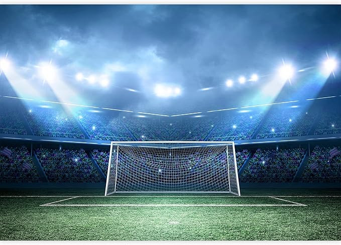 wall26 Removable Wall Sticker/Wall Mural Blue Neon Light Soccer Field Stadium Sports/Fitness Athl... | Amazon (US)