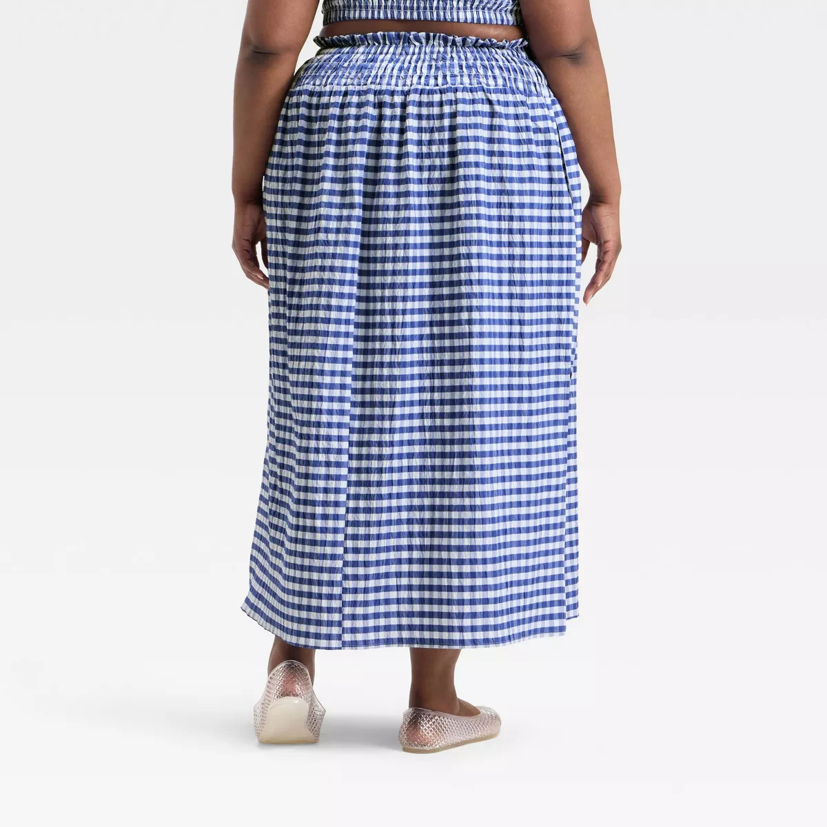 Women's Smocked Maxi A-Line Skirt - Universal Thread™ Blue Gingham XXL | Target