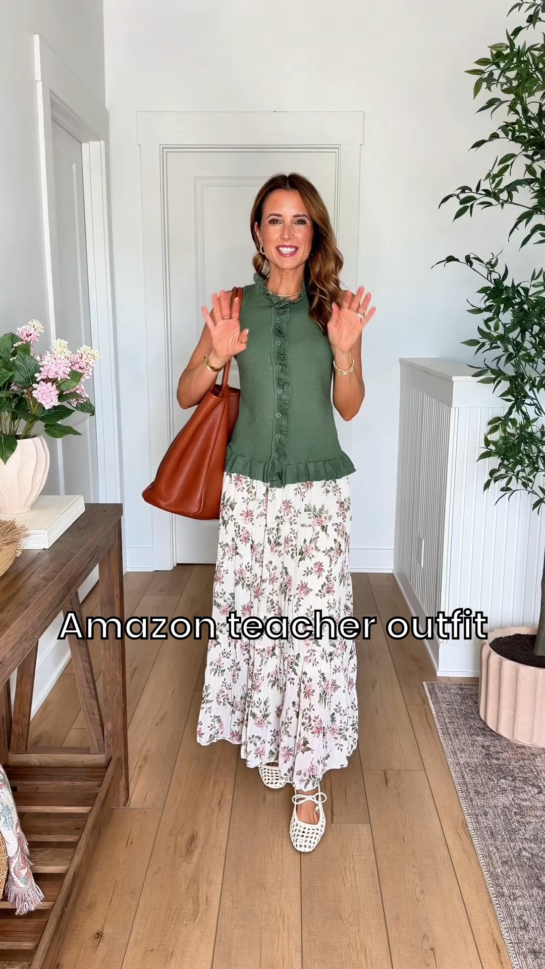 Amazon teacher outfits. Business casual outfits. Amazon workwear. Fall outfits. Fall style. Mom outfits. Family photo outfit - skirt would be perfect! Small in floral maxi skirt and XS in ruffled sweater thank top. Woven flats are TTS.

#LTKWorkwear #LTKootd #LTKgrwm