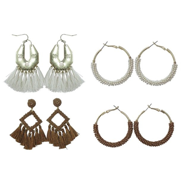 Time and Tru 4pack of Boho Statement Earrings | Walmart (US)