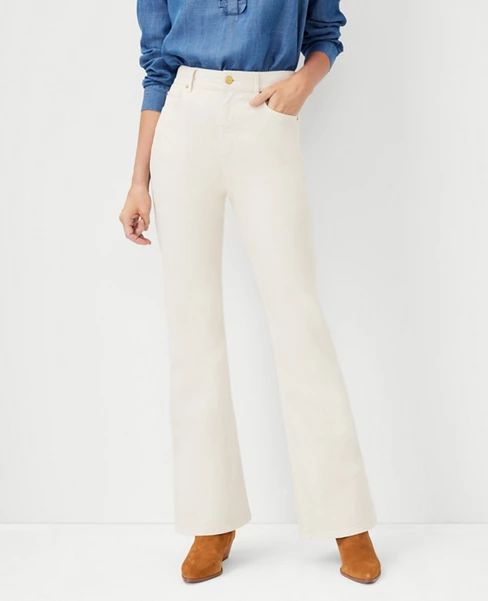 Sculpting Pocket High Rise Boot Cut Jeans in Ecru | Ann Taylor (US)