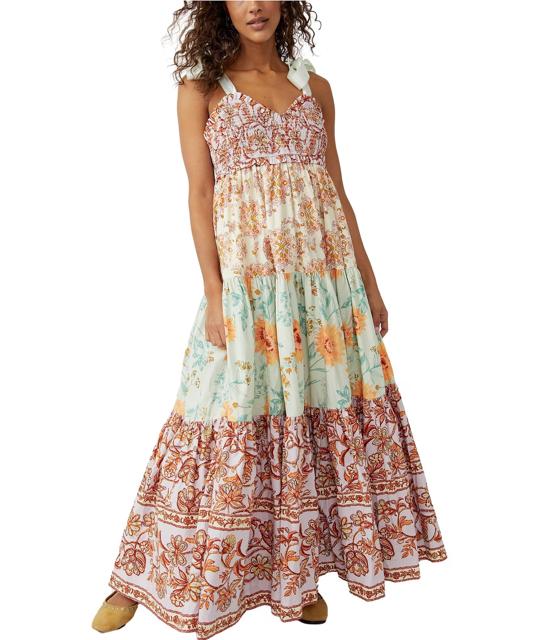 Bluebell Floral Print V-Neck Sleeveless Maxi Dress | Dillard's