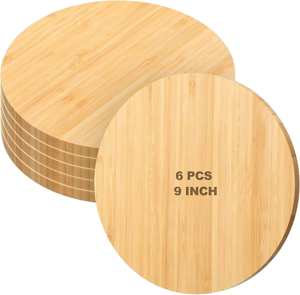 Didaey 6 Pcs Thicken Bamboo Cutting Board Bamboo Round Cutting Board Round Charcuterie Board Wood... | Amazon (US)