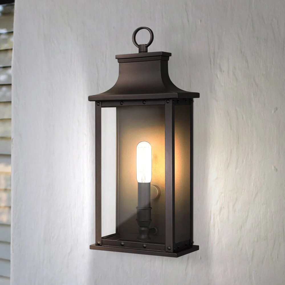 UQL1721 Classic Outdoor Wall Sconce, 15.50''H x 6.50''W x 5.50''D, Old Bronze Finish, Halle Colle... | Urban Ambiance, Inc.