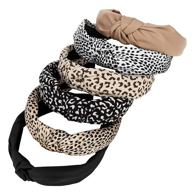 ACO-UINT Women's Knotted Hair Bands, 6 Pack Wide Thick Fashion Accessories, Leopard Print Design,... | Amazon (US)