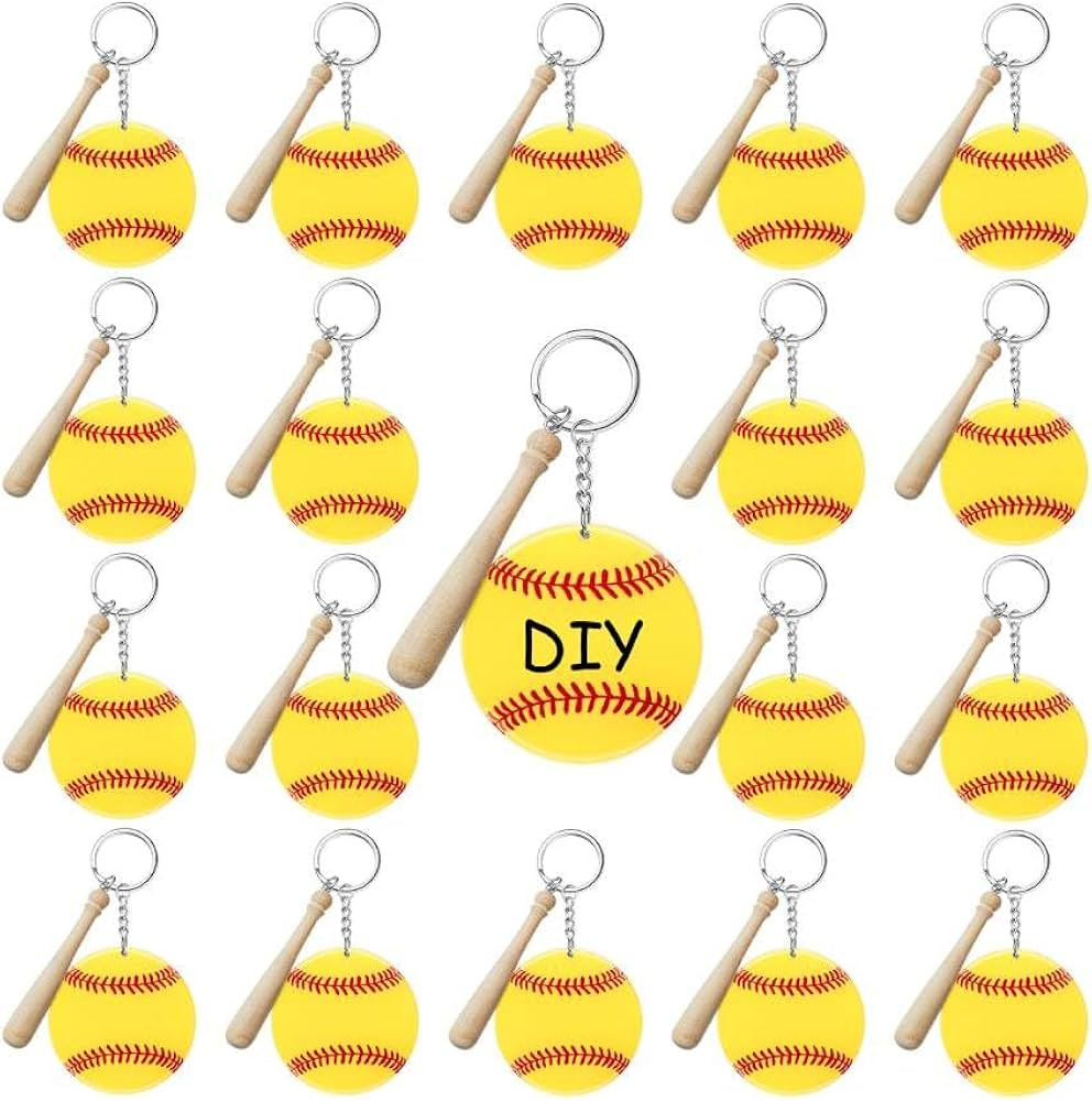 Taiyin 18 Set Baseball Softball Acrylic Keychain Kit for Sublimation Vinyl Sticker DIY Crafting K... | Amazon (US)