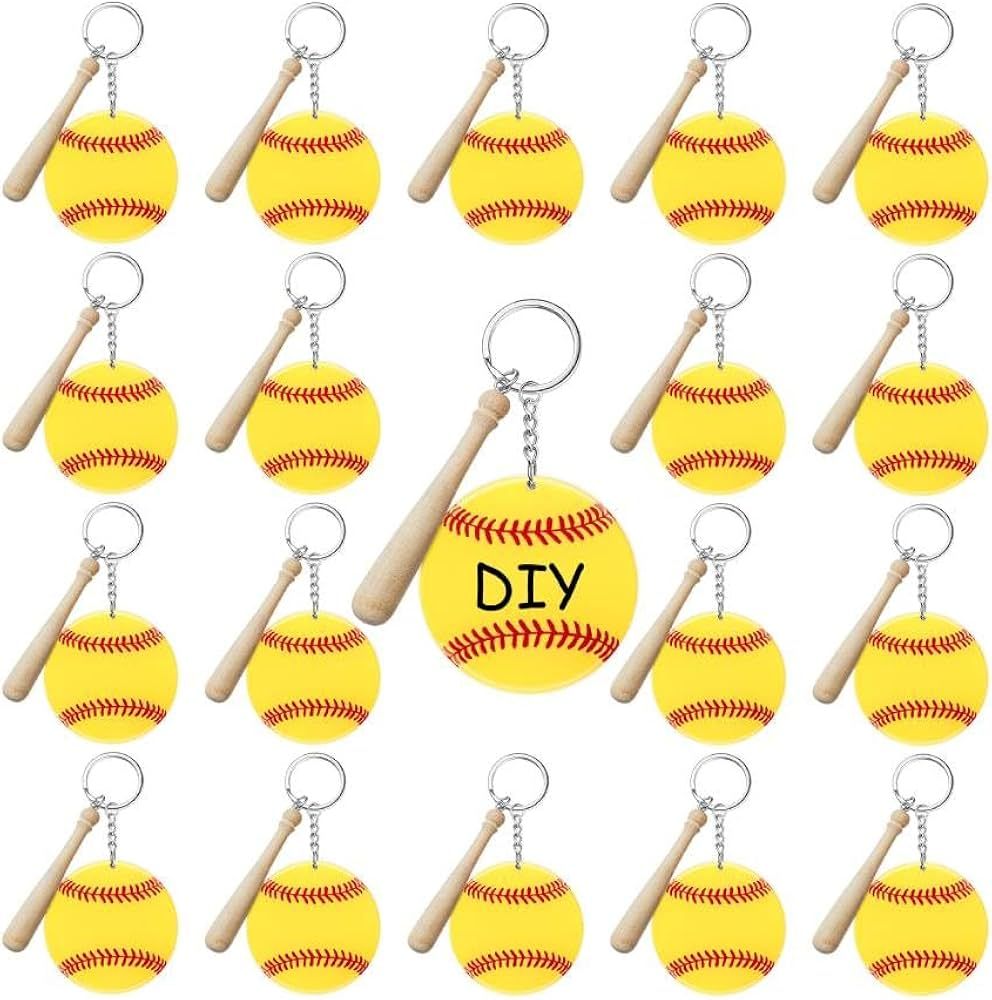 Taiyin 18 Set Baseball Softball Acrylic Keychain Kit for Sublimation Vinyl Sticker DIY Crafting K... | Amazon (US)