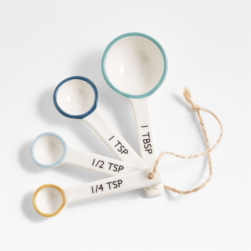 Maeve Multi-Colored Ceramic Measuring Spoons | Crate & Barrel | Crate & Barrel