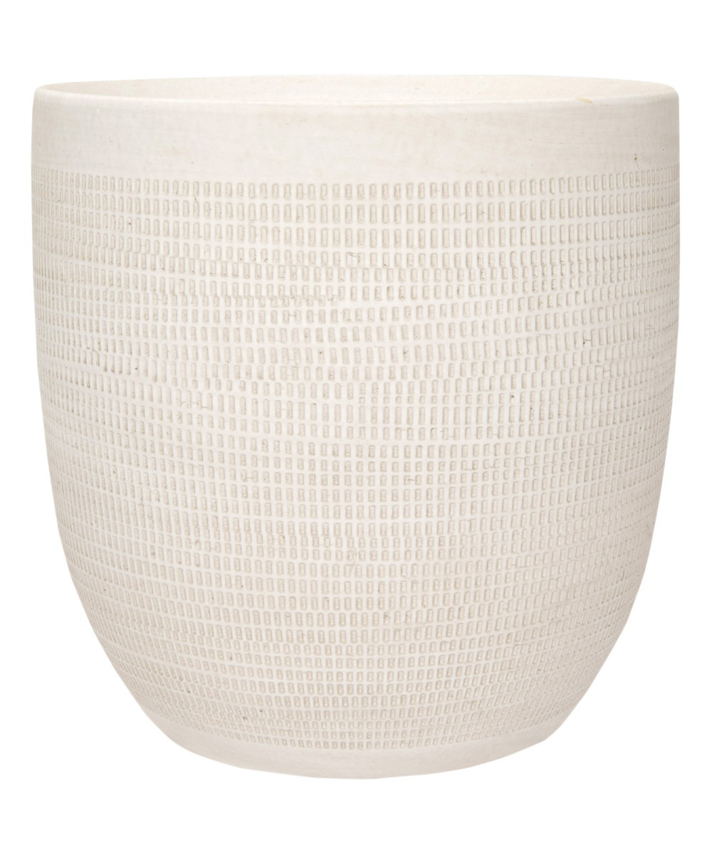 Creative Co-Op Outdoor Planters White - 9.25'' Matte White Embossed Stoneware Planter | Zulily