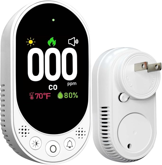 Plug-in Carbon Monoxide Detector with Digital Color Display CO Detector for CO, Temperature & Hum... | Amazon (US)