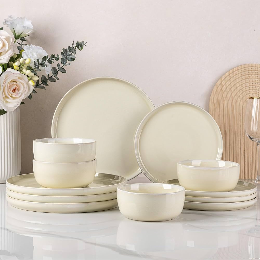 AmorArc Stoneware Dinnerware Sets for 4,Round Reactive Glaze Ceramic Plates and Bowls Set,Highly ... | Amazon (CA)