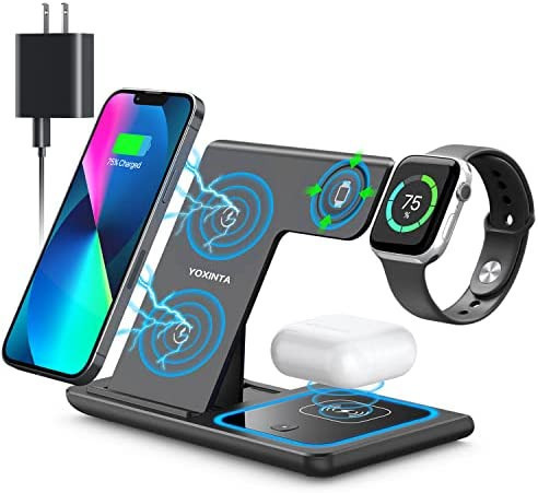 Amazon.com: Wireless Charger, 3 in 1 Wireless Charging Station, Fast Wireless Charger Stand for i... | Amazon (US)