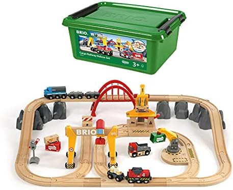 Amazon.com: Brio 33097 Cargo Railway Deluxe Set | 54 Piece Train Toy with Accessories and Wooden ... | Amazon (US)