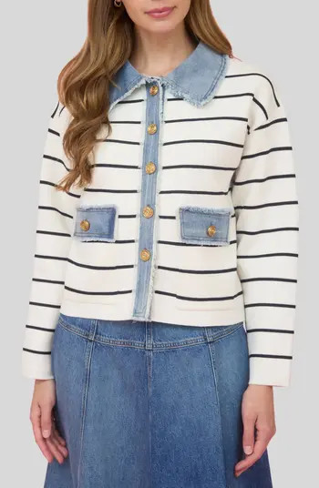 Stripe Mixed Media Jacket | Nordstrom